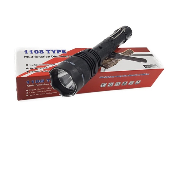 Lanterna cu electrosoc si acumulator DGM-1108, aluminiu, negru