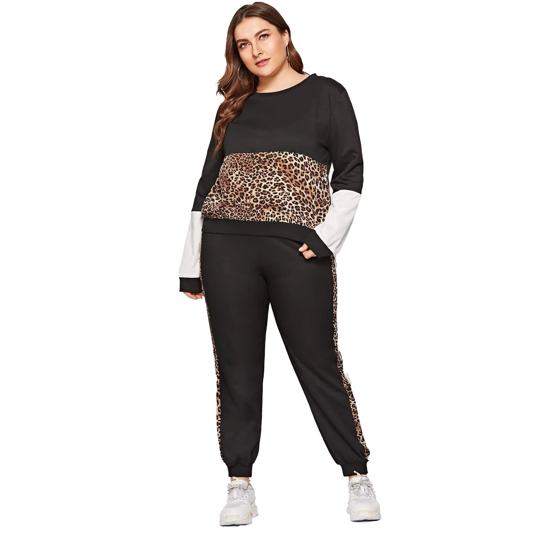 Trening bumbac dama,Plus Size Fit,negru,4XL INTL