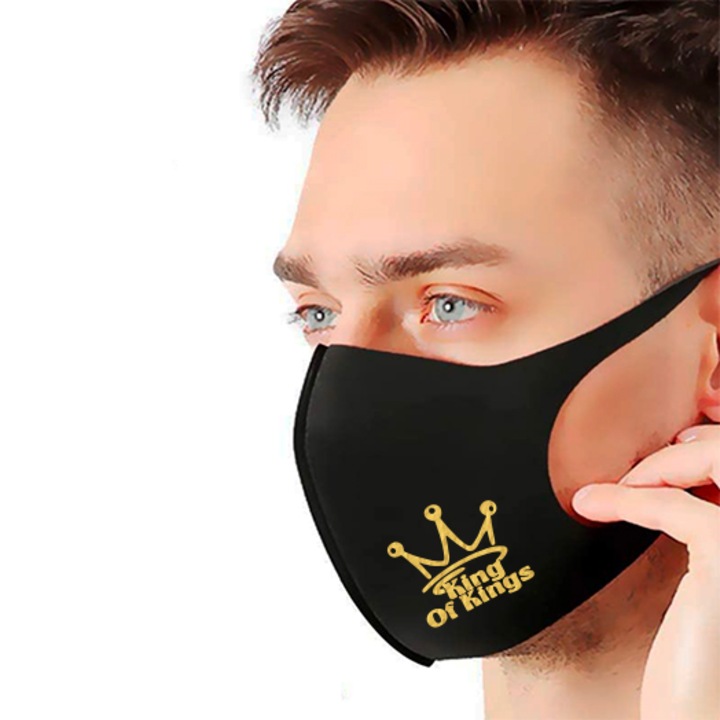 King Of Kings - 3D fazonú dizájn szájmaszk fekete-arany