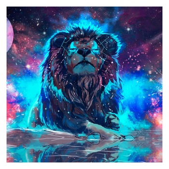 Kit broderie cu diamante rotunde AMTMBS DIY 5D, Model leu intergalactic, 24,9 x 24,9 cm, Multicolor Kit broderie cu diamante rotunde AMTMBS DIY 5D, Model leu intergalactic, 24,9 x 24,9 cm, Multicolor