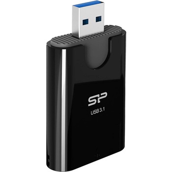 Cititor de carduri microSD si SD, USB 3.1, Silicon Power, retractabil, cu indicator LED, negru Cititor de carduri microSD si SD, USB 3.1, Silicon Power, retractabil, cu indicator LED, negru