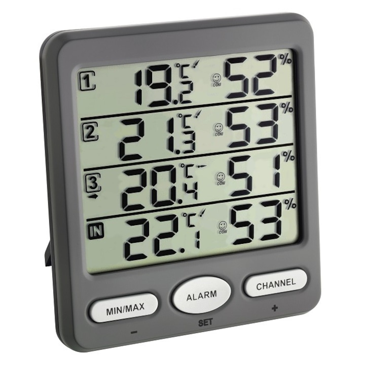 Klima-Monitor digitális időjárás állomás 3 külső vezeték nélküli érzékelővel, páratartalom mérés