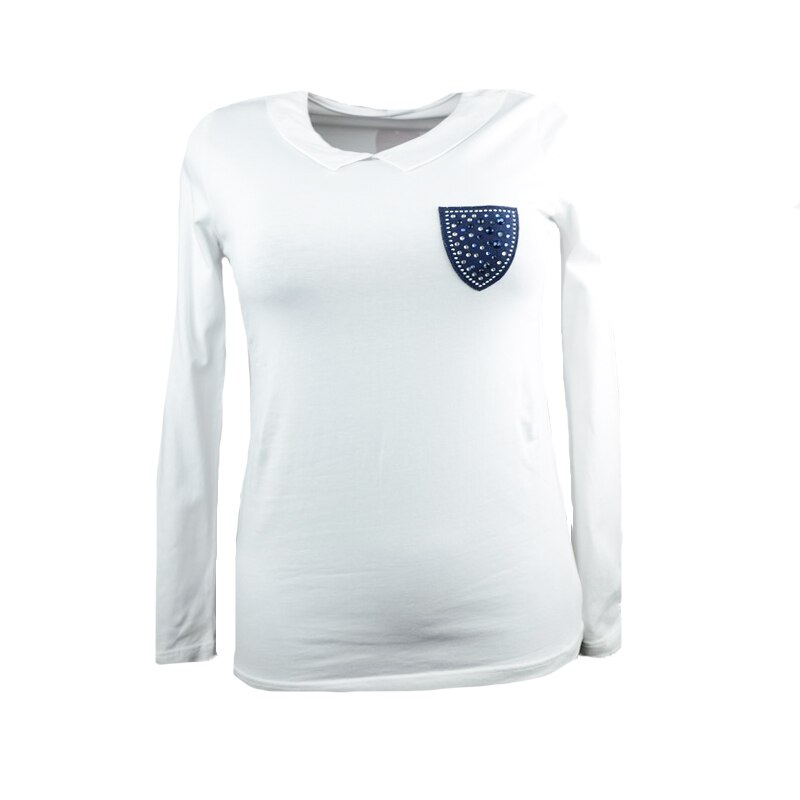 Bluza eleganta cu maneca lunga pentru fete Mini Junior BEF-09, Alb, 164