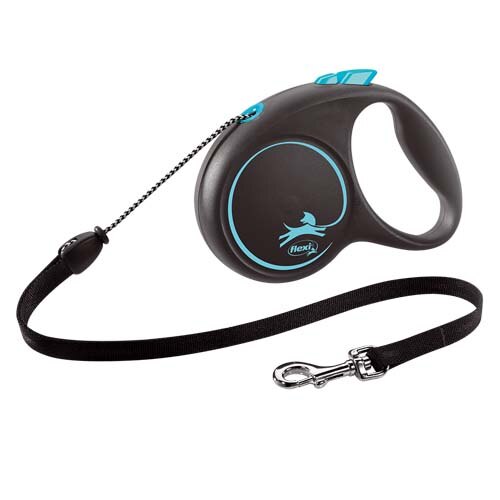 Lesa pentru caini, Flexi, Retractabil, Pana la 20 kg, M, 5 metri, Negru