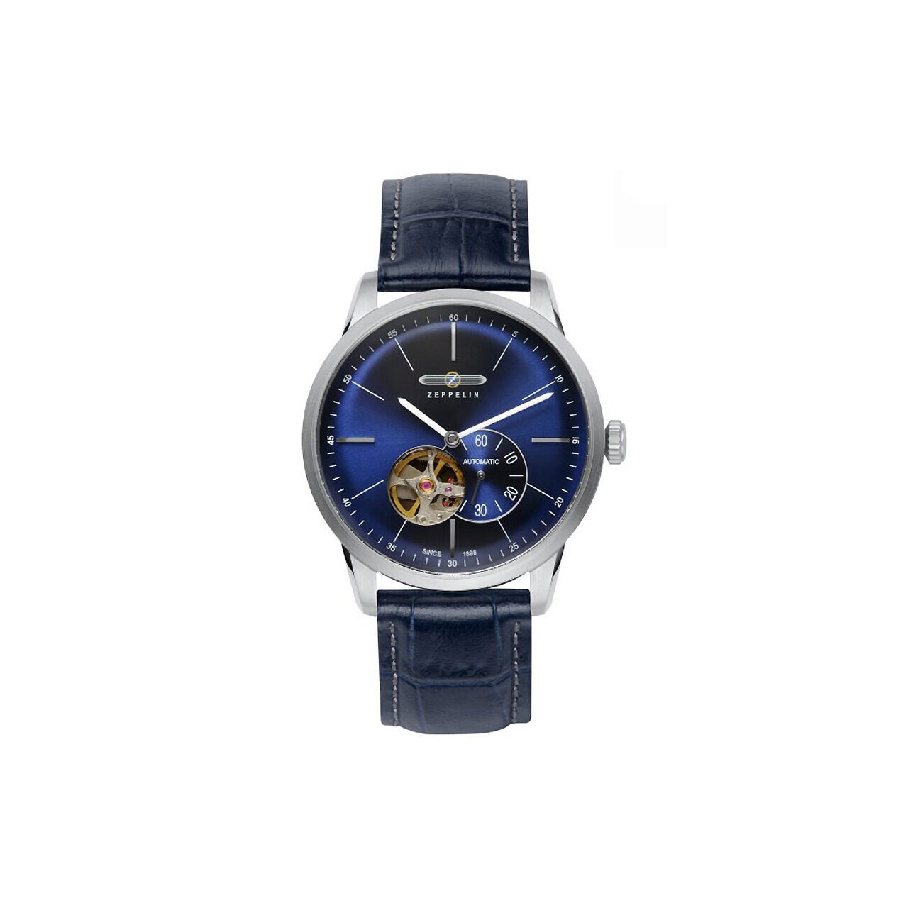 Ceas barbatesc Zeppelin 7364-3, Automatic, 40mm, 5ATM, Argintiu