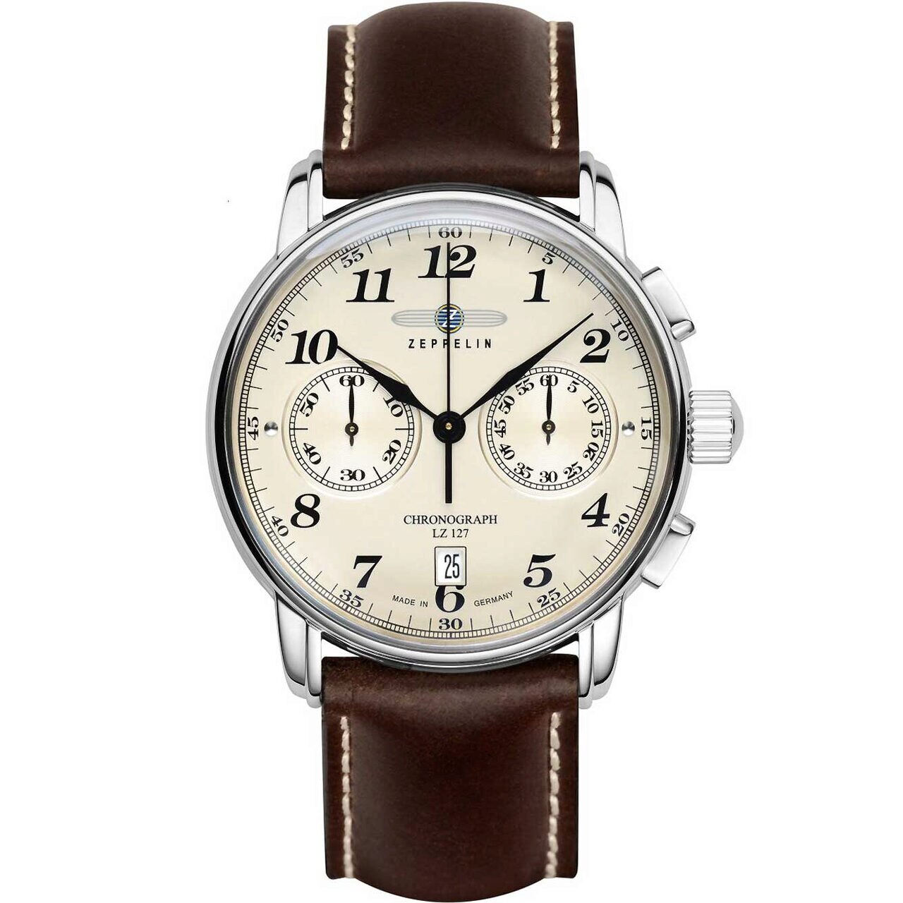 Ceas barbatesc Zeppelin 7678-5, Quartz, 41mm, 5ATM, Argintiu