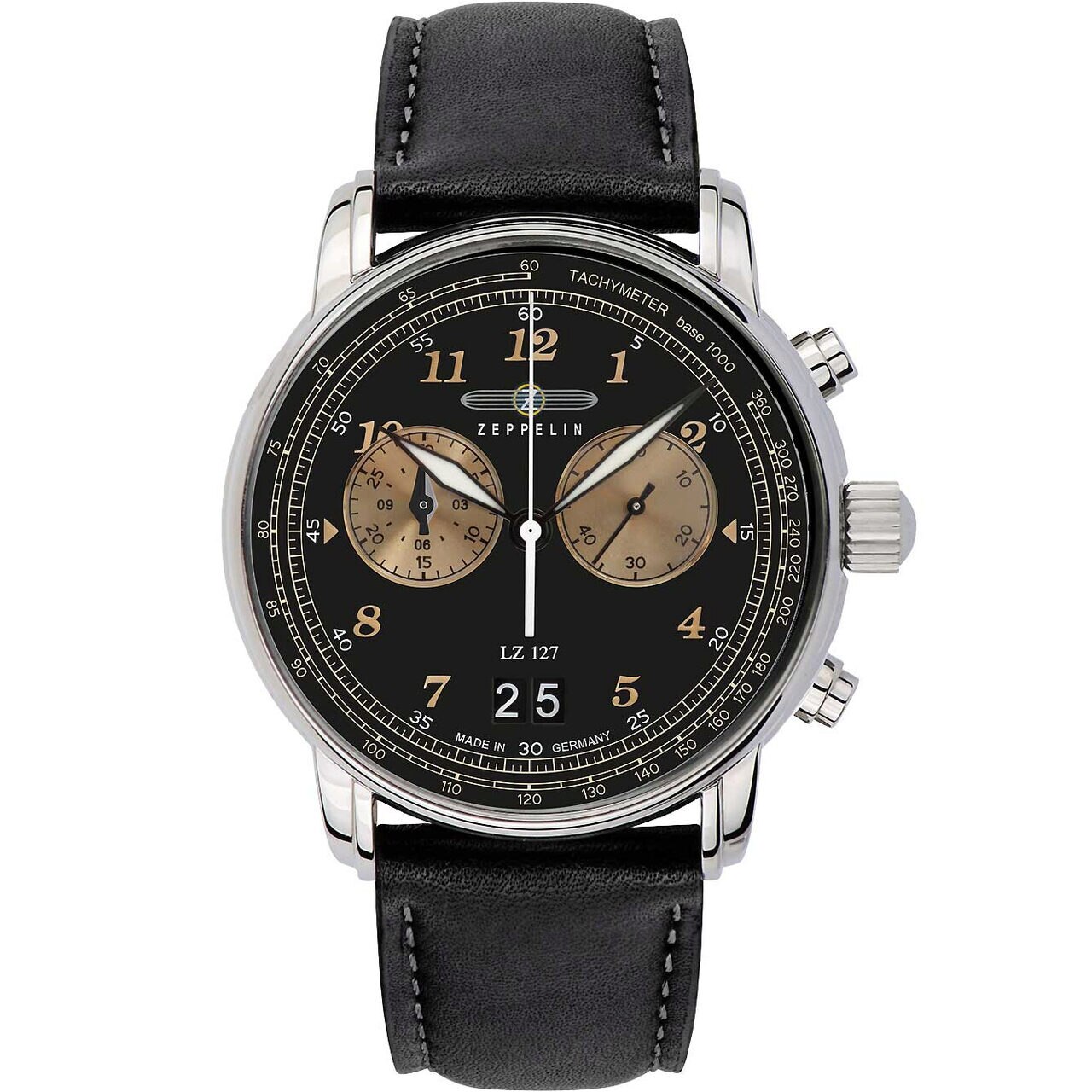 Ceas barbatesc Zeppelin 8684-2, Quartz, 41mm, 5ATM, Argintiu