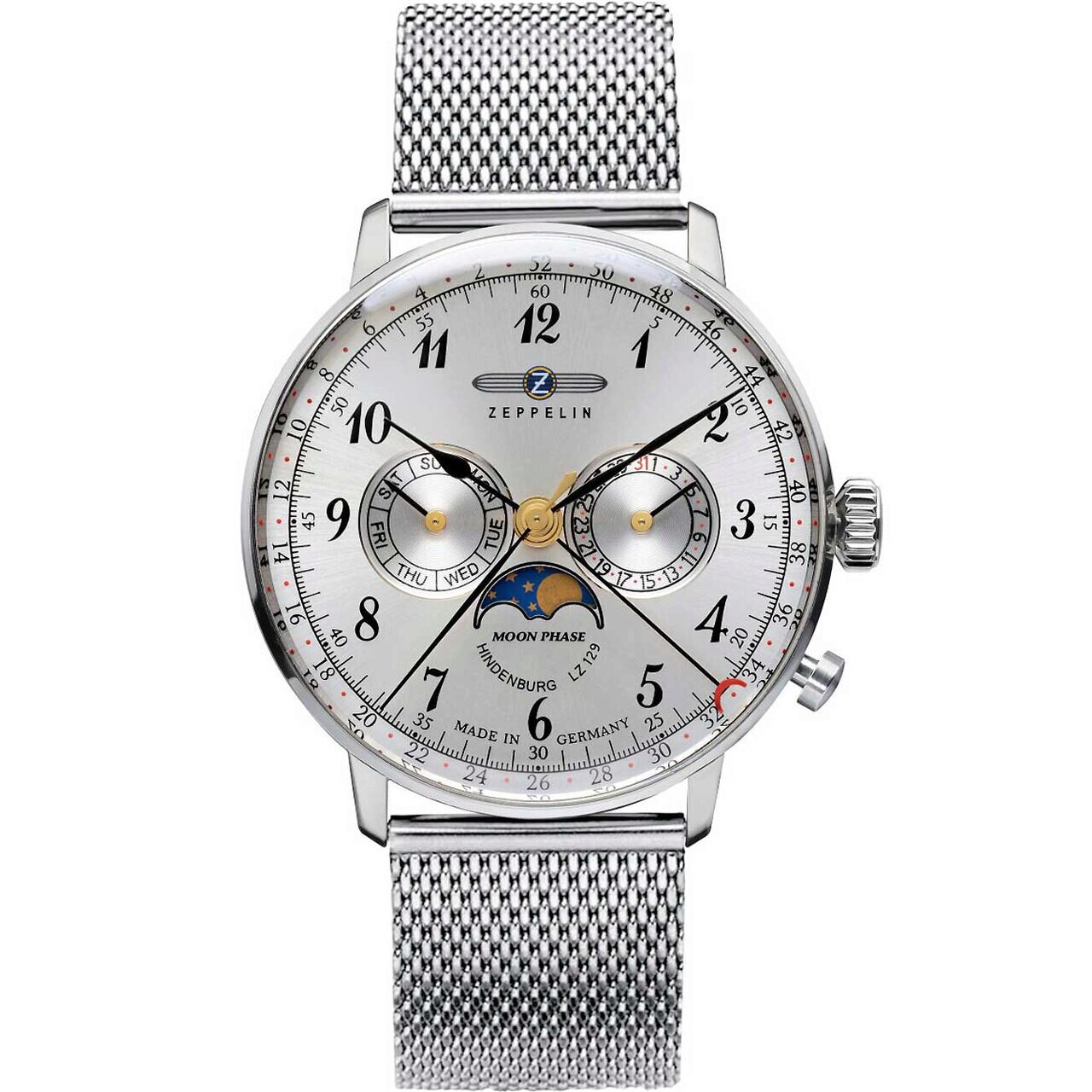 Ceas barbatesc Zeppelin 7036M-1, Quartz, 40mm, 3ATM, Argintiu