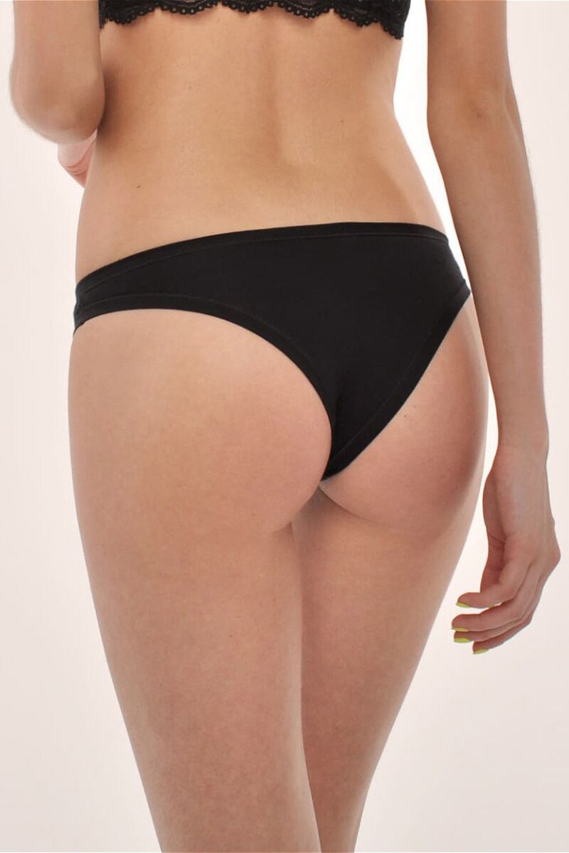 Chiloti Brasiliano, ROSSOPORPORA, Bumbac, Negru, XS, Negru