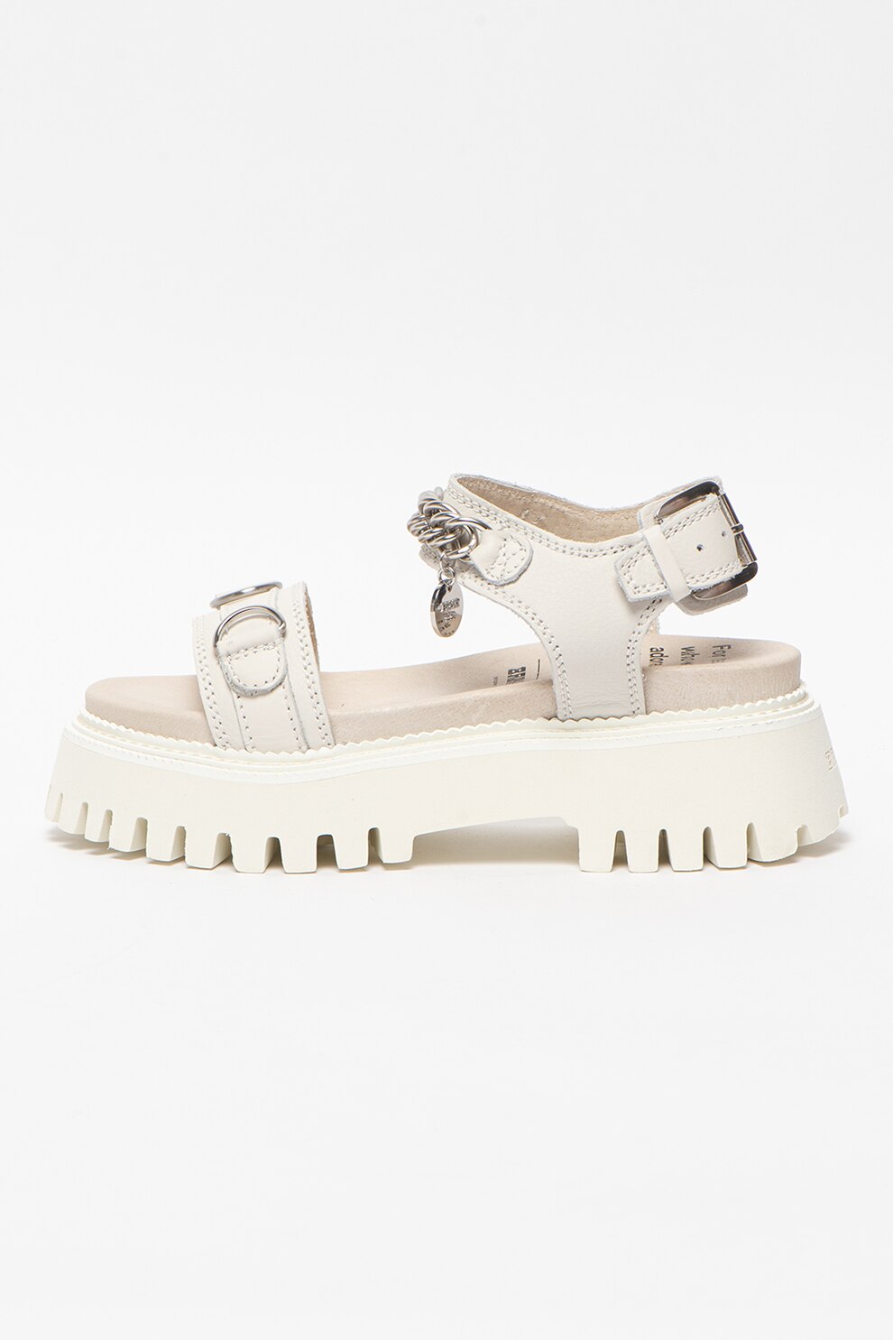 Bronx, Sandale de piele cu aspect masiv Groov-y, Alb prafuit, 39