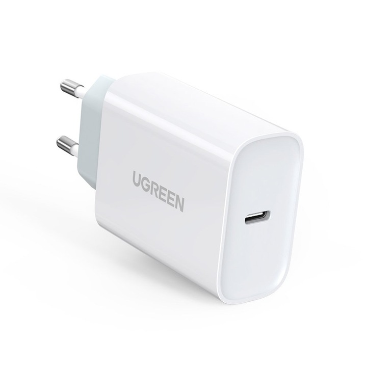 Мрежово зарядно Ugreen Fast Wall Charger с USB-C, PD, 30W, QC 4.0, бял