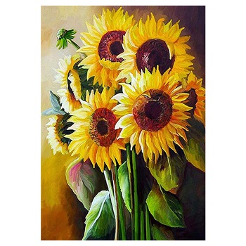 Kit broderie cu diamante rotunde, AMTMBS DIY 5D, Model pictura in ulei cu floarea-soarelui, 34.8 x 24.8 cm Multicolor Kit broderie cu diamante rotunde, AMTMBS DIY 5D, Model pictura in ulei cu floarea-soarelui, 34.8 x 24.8 cm Multicolor