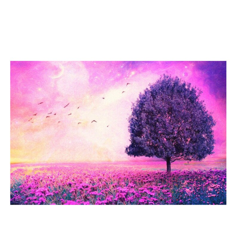 Kit broderie cu diamante rotunde, AMTMBS DIY 5D, Model copac, Multicolor