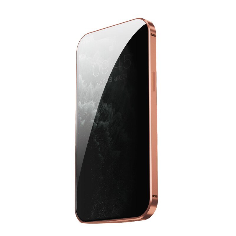 Husa de protectie Gotech pentru iPhone 12 Pro, Cadru metalic magnetic, Sticla, Auriu