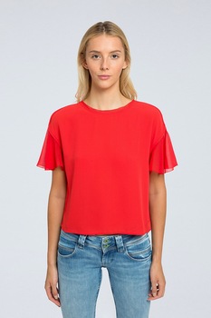 Pepe Jeans London, Bluza cu maneci evazate, Rosu vermilion Pepe Jeans London, Bluza cu maneci evazate, Rosu vermilion