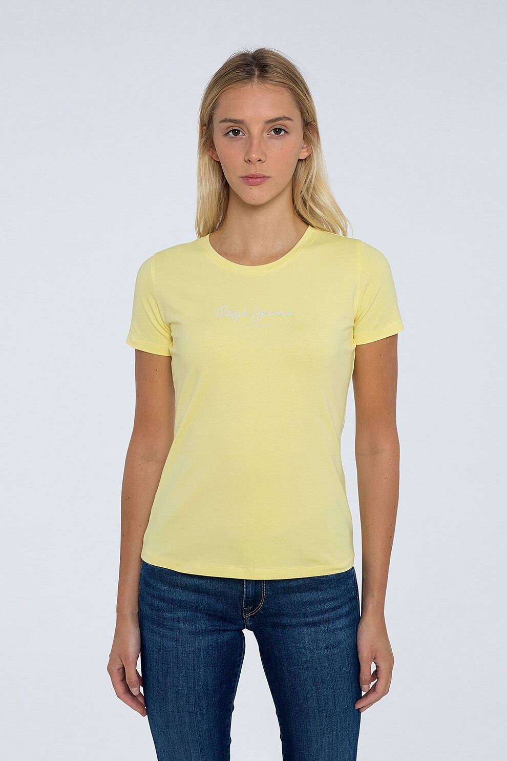 Pepe Jeans London, Tricou cu imprimeu logo Virginia, Galben pai