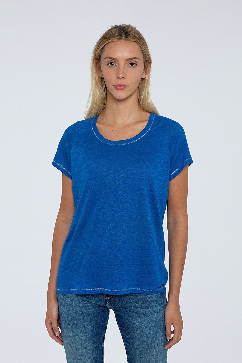 Pepe Jeans London, Tricou de in cu maneci raglan, Albastru royal