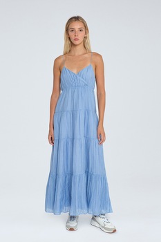 Pepe Jeans London, Rochie maxi din amestec de lyocell, Albastru lavanda Pepe Jeans London, Rochie maxi din amestec de lyocell, Albastru lavanda