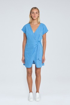 Pepe Jeans London, Rochie petrecuta din amestec de in Lolita, Albastru lavanda Pepe Jeans London, Rochie petrecuta din amestec de in Lolita, Albastru lavanda