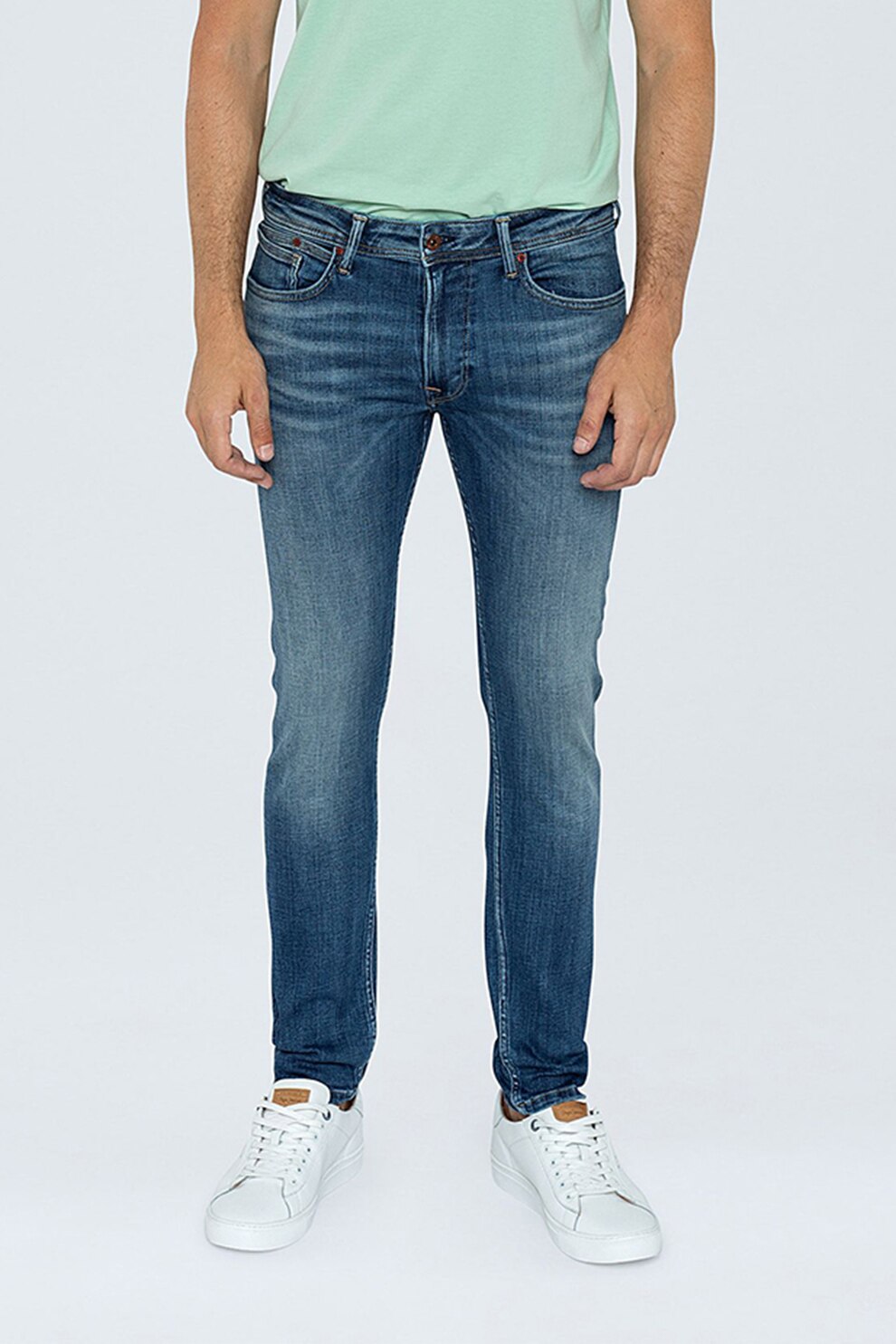 Pepe Jeans London, Blugi cu croiala dreapta, Albastru prafuit