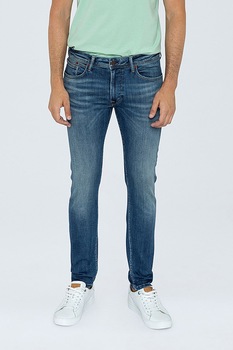 Pepe Jeans London, Blugi cu croiala dreapta, Albastru prafuit Pepe Jeans London, Blugi cu croiala dreapta, Albastru prafuit