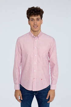 Pepe Jeans London, Camasa Oxford cu model in dungi, Rosu stins/Alb Pepe Jeans London, Camasa Oxford cu model in dungi, Rosu stins/Alb