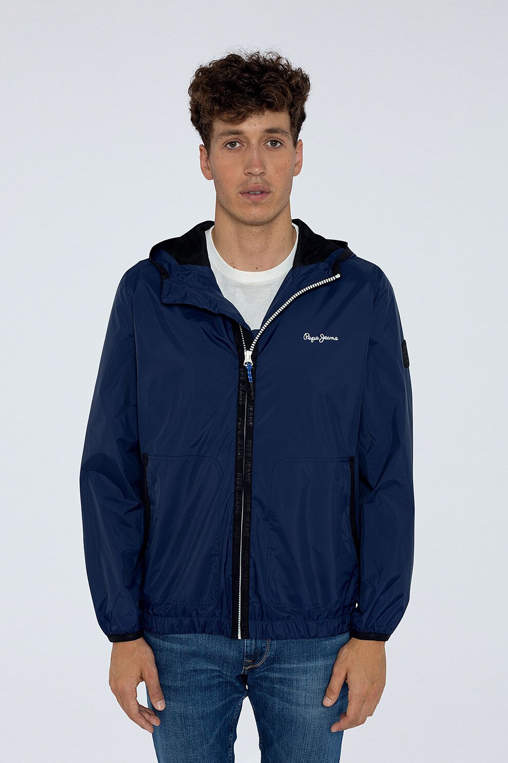 Pepe Jeans London, Jacheta usoara cu gluga, Bleumarin