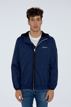Pepe Jeans London, Jacheta usoara cu gluga, Bleumarin Pepe Jeans London, Jacheta usoara cu gluga, Bleumarin