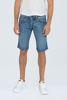 Pepe Jeans London, Bermude din denim, Bleumarin/Alb optic Pepe Jeans London, Bermude din denim, Bleumarin/Alb optic