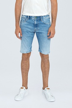Pepe Jeans London, Bermude din denim cu aspect decolorat, Albastru deschis/albastru indigo, 30 Pepe Jeans London, Bermude din denim cu aspect decolorat, Albastru deschis/albastru indigo, 30