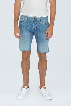 Pepe Jeans London, Bermude din denim cu aspect decolorat, Albastru deschis/albastru prafuit Pepe Jeans London, Bermude din denim cu aspect decolorat, Albastru deschis/albastru prafuit