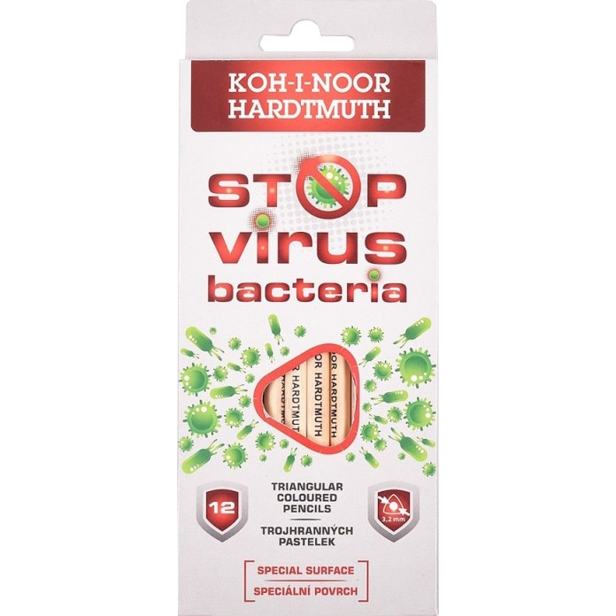 Set 12 creioane colorate Koh-i-Noor STOP BACTERIA