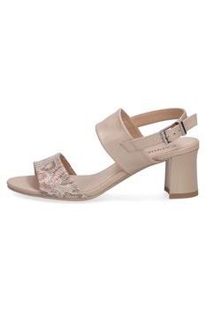 Caprice, Sandale de piele cu toc masiv, Bej, 3.5 Caprice, Sandale de piele cu toc masiv, Bej, 3.5