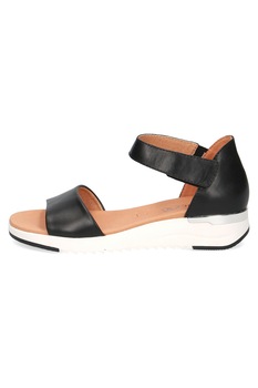 Caprice, Sandale wedge de piele cu velcro, Negru, 38 Caprice, Sandale wedge de piele cu velcro, Negru, 38