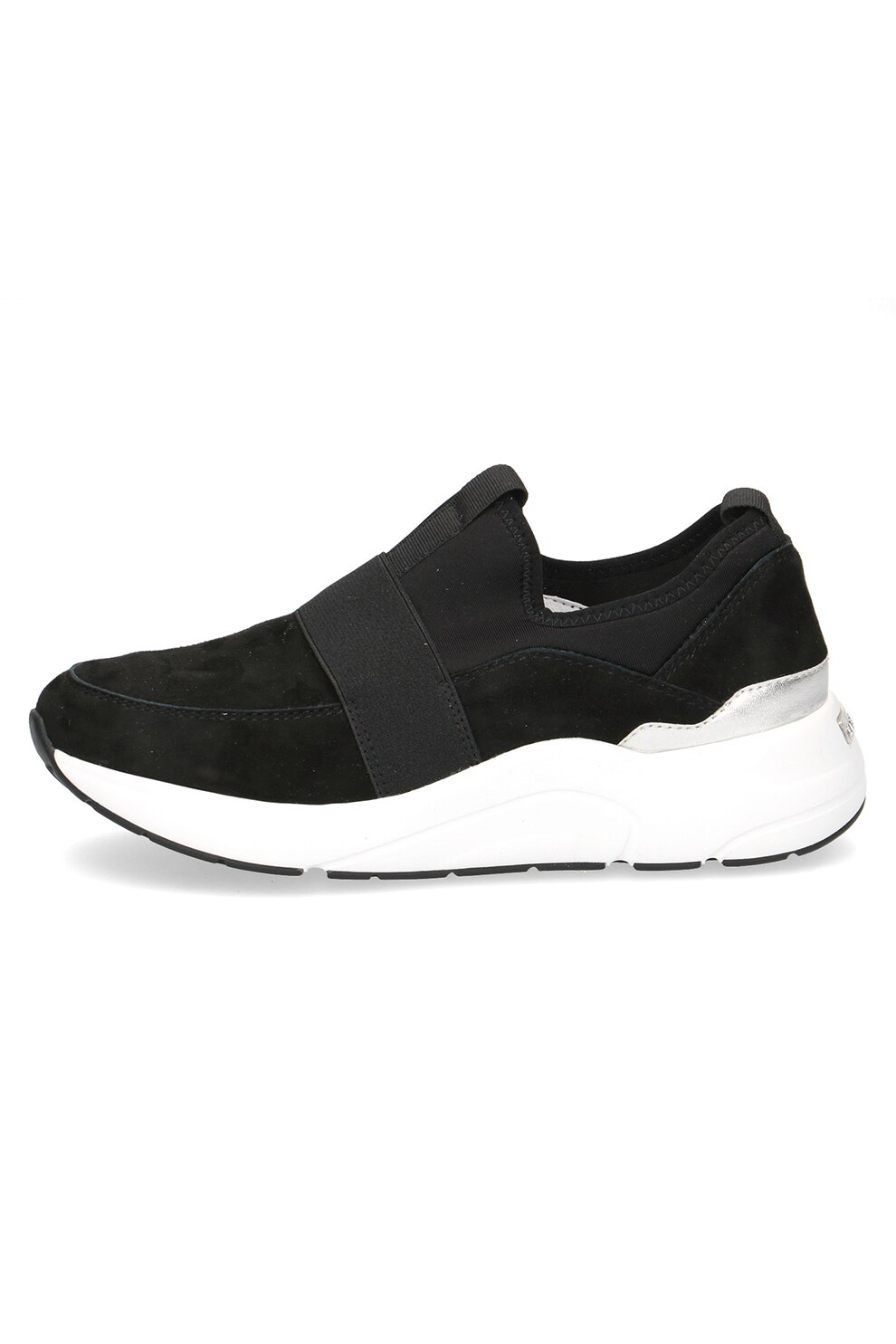 Caprice, Pantofi sport wedge slip-on de piele intoarsa cu material textil