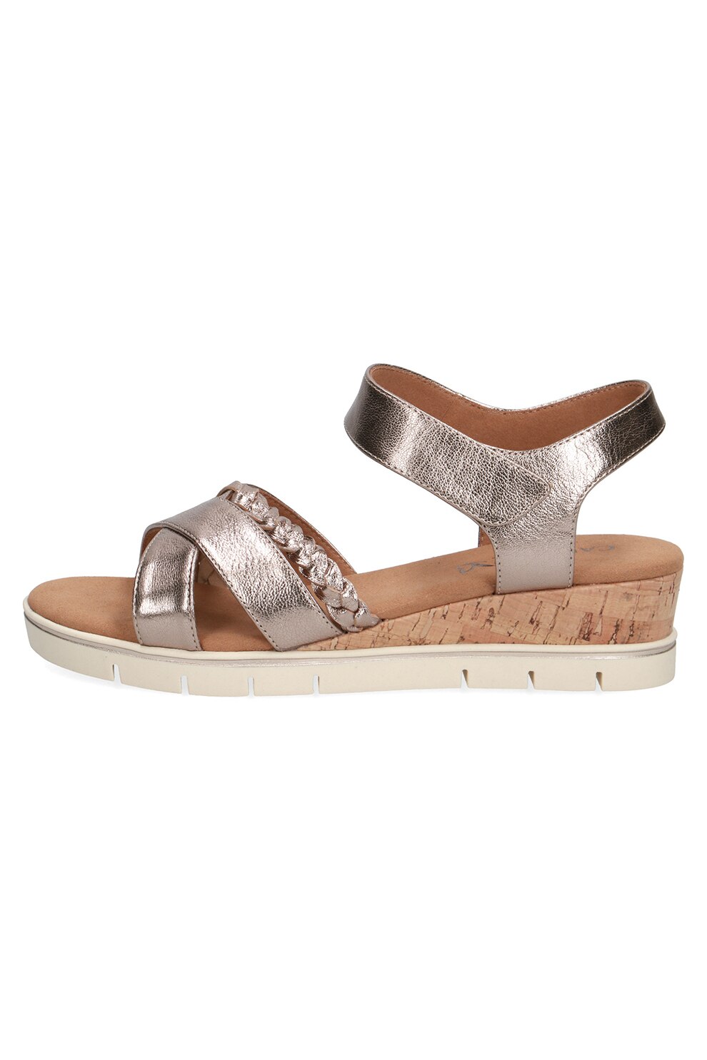 Caprice, Sandale wedge de piele cu velcro