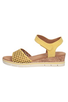 Caprice, Sandale wedge de piele cu velcro Caprice, Sandale wedge de piele cu velcro