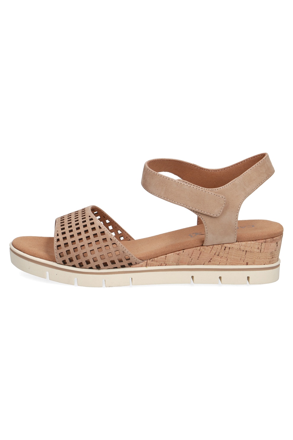 Caprice, Sandale wedge de piele cu velcro