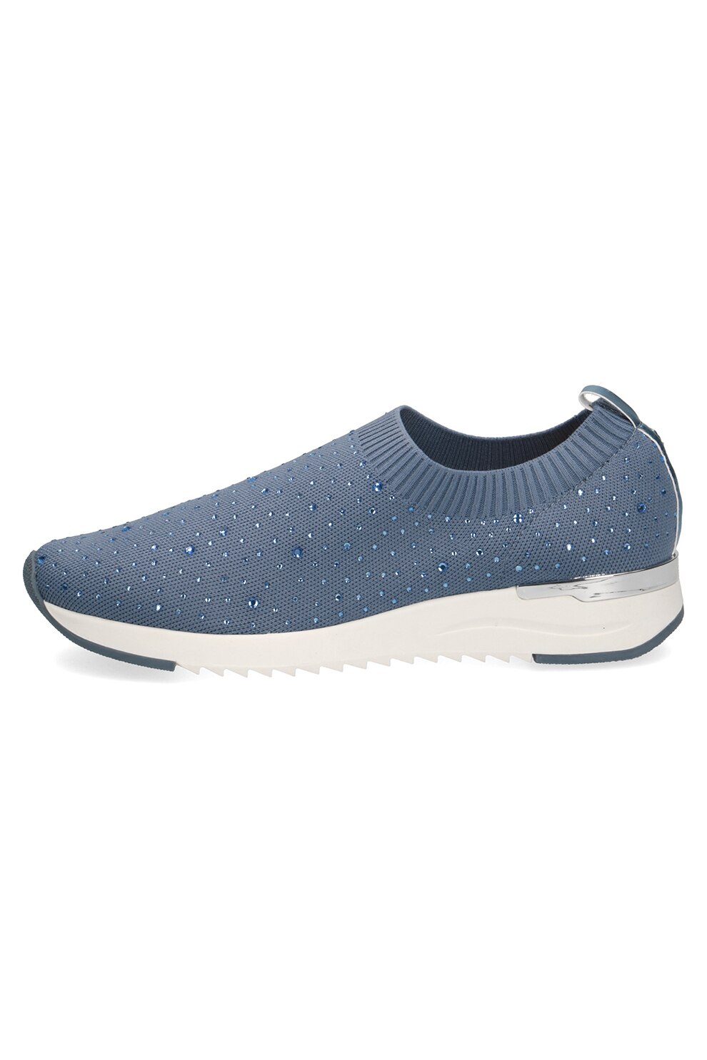 Caprice, Pantofi sport slip-on cu strasuri, Albastru lavanda, 41