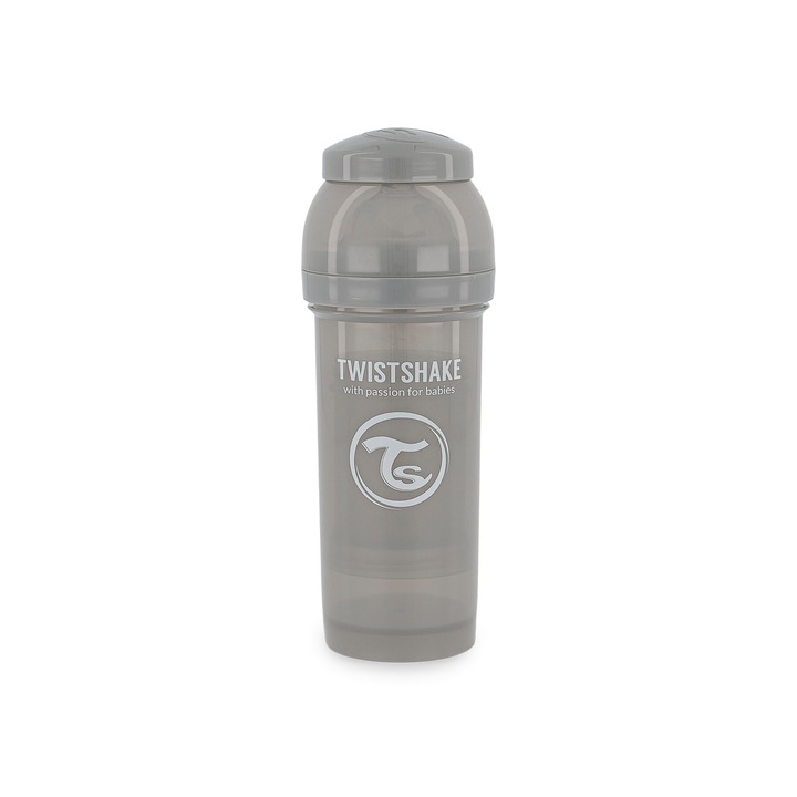 Бебешко шише Twistshake, Anti-Colic, 260 мл, Сив