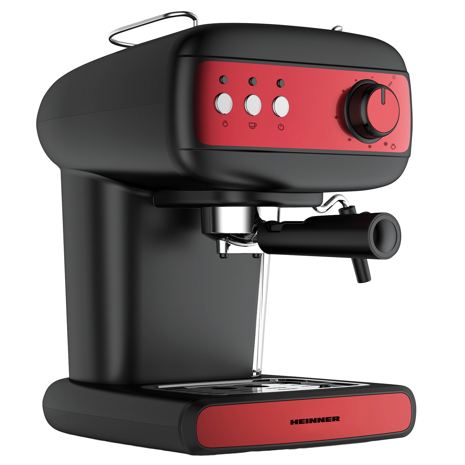 Espressor manual Heinner Red Boquette HEM-1100BKRD, 850W, 15 bar, rezervor apa 1.2l, negru/rosu