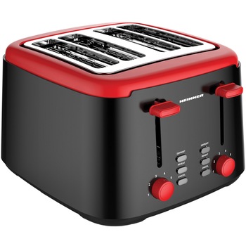 Prajitor de paine Heinner Wassay 1450 HTP-1450BKR, 1450W, capacitate 4 felii, 7 niveluri de rumenire, negru/Rosu Prajitor de paine Heinner Wassay 1450 HTP-1450BKR, 1450W, capacitate 4 felii, 7 niveluri de rumenire, negru/Rosu