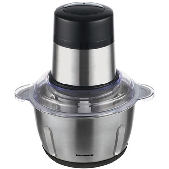 Tocator de legume Heinner Cytheria 300 HMC-D300SS, 300W, capacitate 2L, 2 cutite din inox, 2 viteze, bol din inox, Argintiu Tocator de legume Heinner Cytheria 300 HMC-D300SS, 300W, capacitate 2L, 2 cutite din inox, 2 viteze, bol din inox, Argintiu
