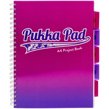 Caiet cu spirala si separatoare Pukka Project Book Fusion A4, roz