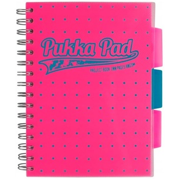 Caiet cu spirala si separatoare Pukka Project Book Neon Dots A5 roz Caiet cu spirala si separatoare Pukka Project Book Neon Dots A5 roz