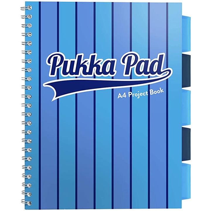 Caiet cu spirala si separatoare Pukka Project Book Vogue matematica A4 albastru