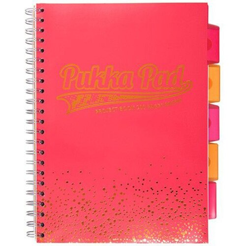 Caiet cu spirala si separatoare Pukka Project Book Blush matematica A5 coral