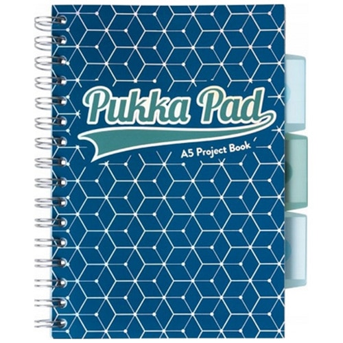 Caiet cu spirala si separatoare Pukka Project Book Glee matematica A5 albastru inchis.