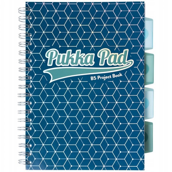 Caiet cu spirala si separatoare Pukka Project Book Glee matematica B5 albastru inchis