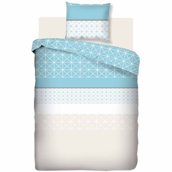 Lenjerie de pat, 3 piese, Kring Tagada, pentru o persoana, 132 TC, 100% bumbac, Multicolor Lenjerie de pat, 3 piese, Kring Tagada, pentru o persoana, 132 TC, 100% bumbac, Multicolor